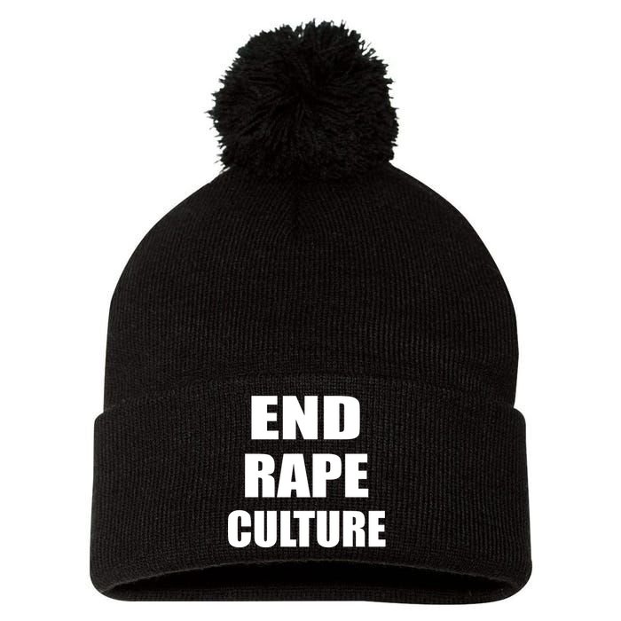 End Rape Culture Pom Pom 12in Knit Beanie