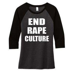 End Rape Culture Women's Tri-Blend 3/4-Sleeve Raglan Shirt