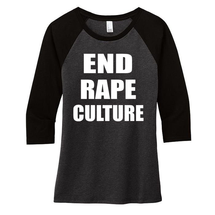 End Rape Culture Women's Tri-Blend 3/4-Sleeve Raglan Shirt