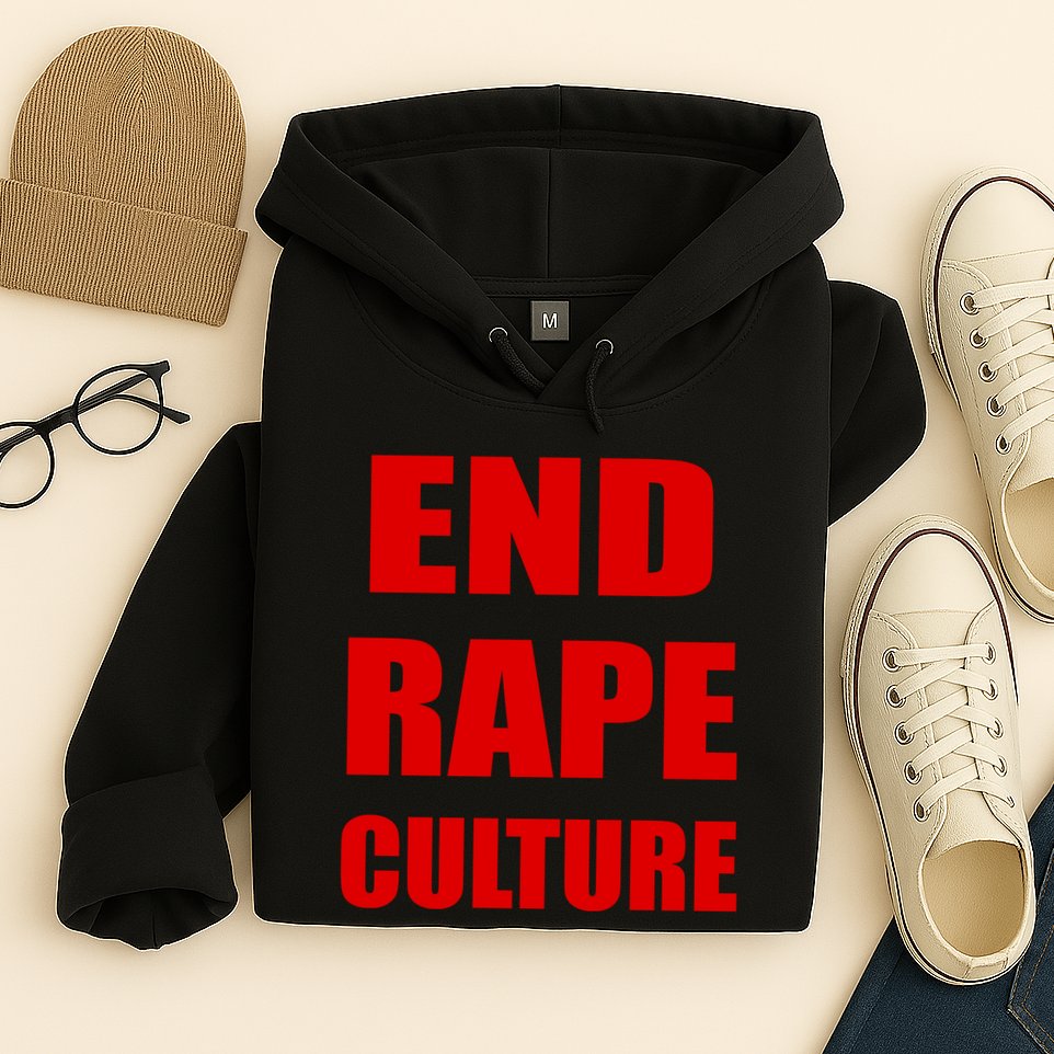 End Rape Culture Red Imprint Hoodie