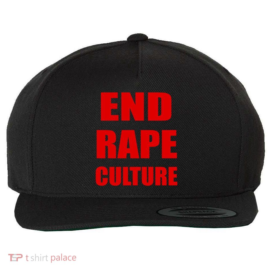 End Rape Culture Red Imprint Wool Snapback Cap