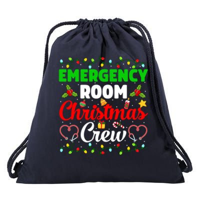 Emergency Room Christmas Crew Xmas Nurse Icu Funny Nursing Gift Drawstring Bag