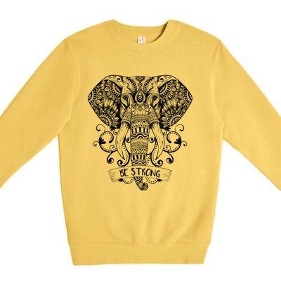 Elephant Reiki Dala And Yoga Native American Meditation Gift Premium Crewneck Sweatshirt