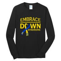 Embrace Ribbon Down Syndrome Awareness Gift Tall Long Sleeve T-Shirt