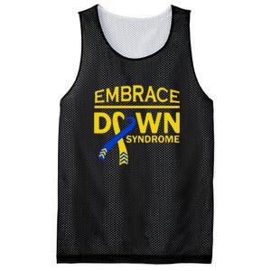 Embrace Ribbon Down Syndrome Awareness Gift Mesh Reversible Basketball Jersey Tank