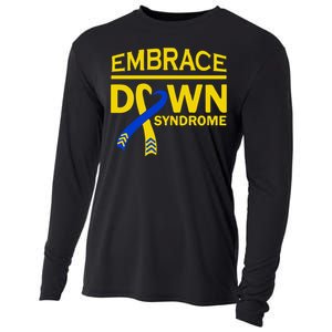 Embrace Ribbon Down Syndrome Awareness Gift Cooling Performance Long Sleeve Crew