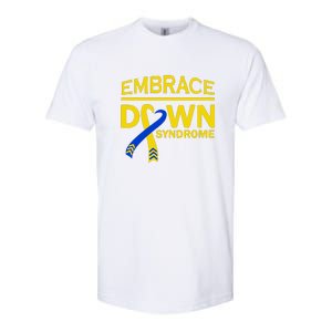 Embrace Ribbon Down Syndrome Awareness Gift Softstyle CVC T-Shirt