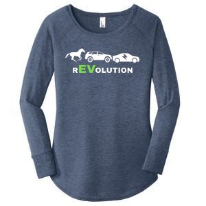 EV Revolution, Drive ECars EV Life Funny Electric Vehicle Women's Perfect Tri Tunic Long Sleeve Shirt