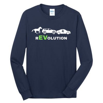 EV Revolution, Drive ECars EV Life Funny Electric Vehicle Tall Long Sleeve T-Shirt