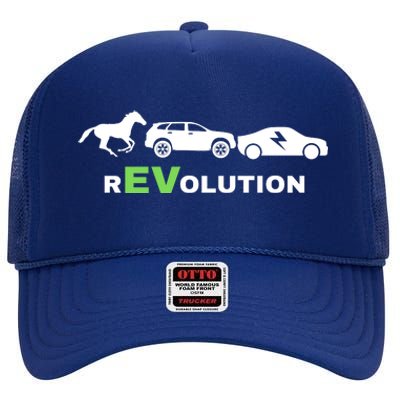 EV Revolution, Drive ECars EV Life Funny Electric Vehicle High Crown Mesh Back Trucker Hat