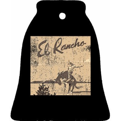 El Rancho Drivein Theatre Vintage Design San Jose Ceramic Bell Ornament