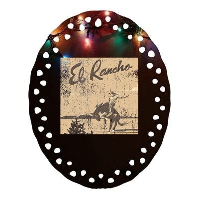 El Rancho Drivein Theatre Vintage Design San Jose Ceramic Oval Ornament