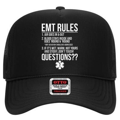 EMT Rules Emergency Medical Technician High Crown Mesh Back Trucker Hat