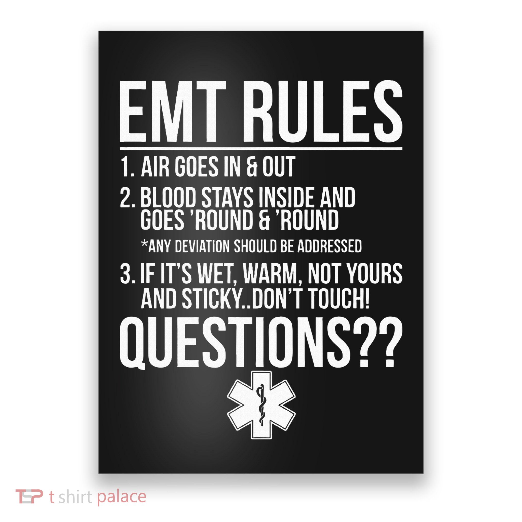 EMT Rules Emergency Medical Technician Poster