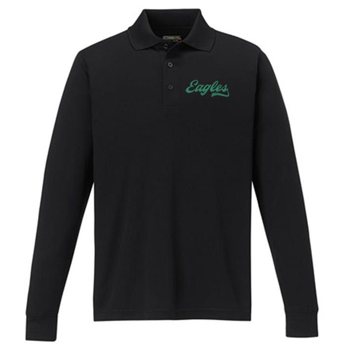 Eagles Retro Performance Long Sleeve Polo