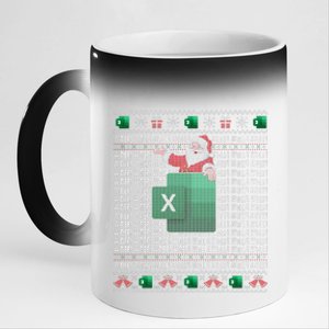 Excel REF Error Spreadsheet Ugly Christmas Sweater  11oz Black Color Changing Mug