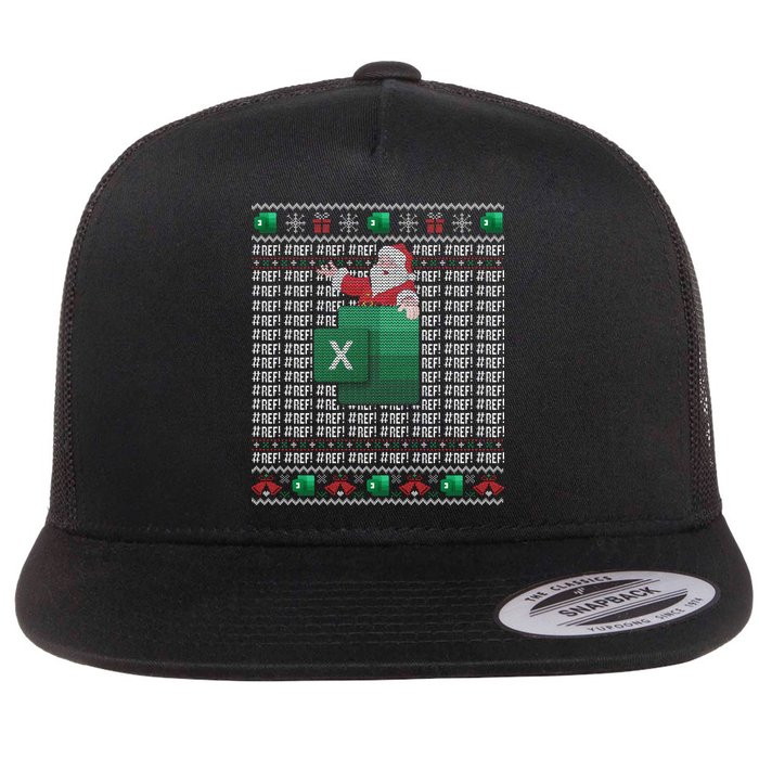 Excel REF Error Spreadsheet Ugly Christmas Sweater  Flat Bill Trucker Hat