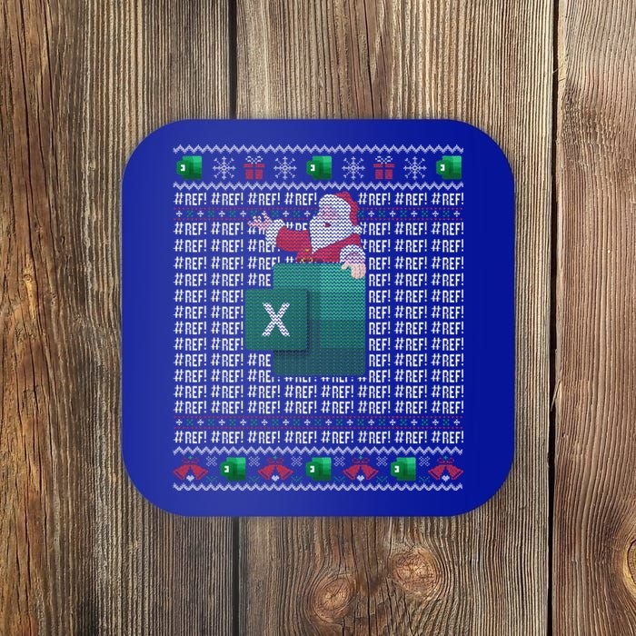 Excel REF Error Spreadsheet Ugly Christmas Sweater  Coaster