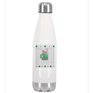 Excel REF Error Spreadsheet Ugly Christmas Sweater  Stainless Steel Insulated Water Bottle