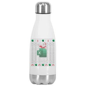 Excel REF Error Spreadsheet Ugly Christmas Sweater  Stainless Steel Insulated Water Bottle