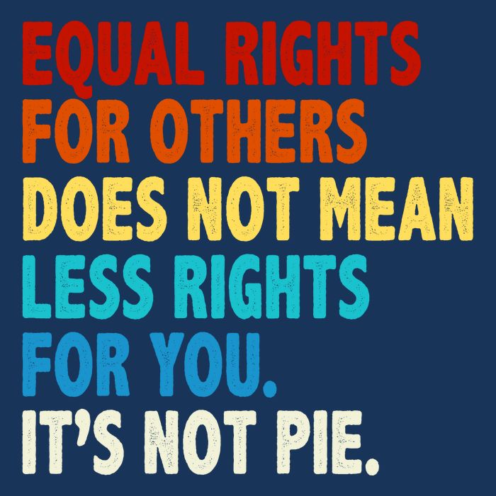 Equal Rights For Other Does Not Mean Less Rights For You It's Not Pie Infant Baby Jersey Bodysuit
