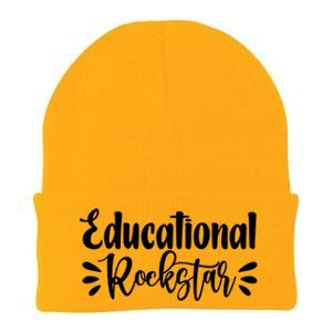 Educational Rockstar Funny Graphic Teacher Tee Gift Knit Cap Winter Beanie