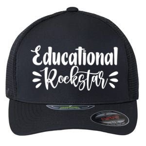 Educational Rockstar Funny Graphic Teacher Tee Gift Flexfit Unipanel Trucker Cap