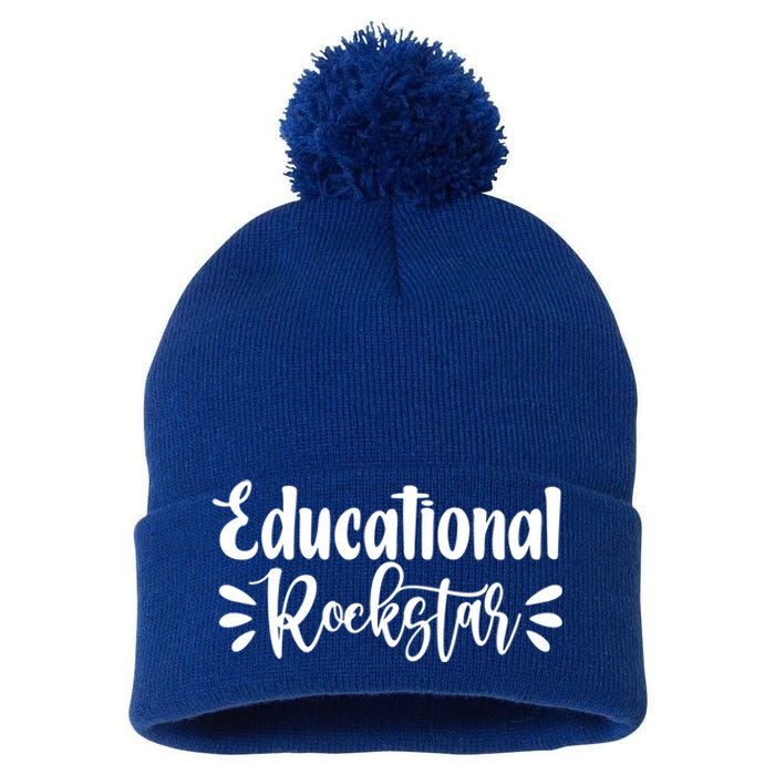 Educational Rockstar Funny Graphic Teacher Tee Gift Pom Pom 12in Knit Beanie