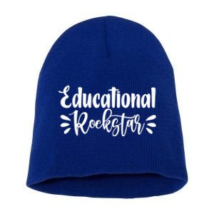 Educational Rockstar Funny Graphic Teacher Tee Gift Short Acrylic Beanie