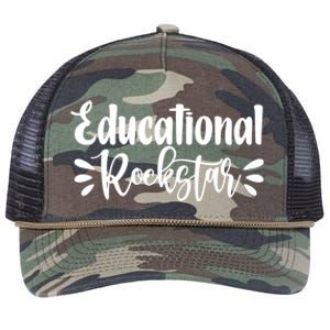 Educational Rockstar Funny Graphic Teacher Tee Gift Retro Rope Trucker Hat Cap