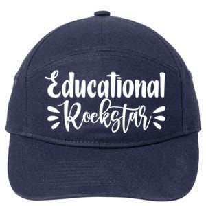 Educational Rockstar Funny Graphic Teacher Tee Gift 7-Panel Snapback Hat