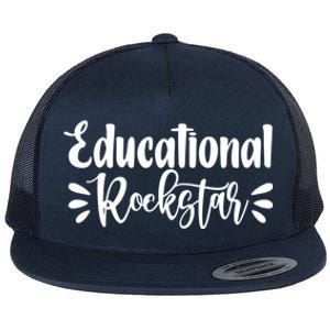 Educational Rockstar Funny Graphic Teacher Tee Gift Flat Bill Trucker Hat