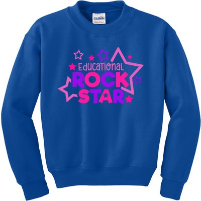 Educational Rockstar Funny Teacher Back To School Joke Quote Cute Gift Kids Sweatshirt