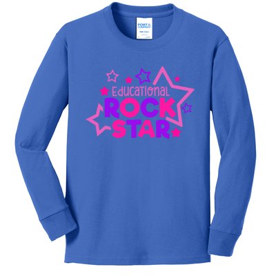 Educational Rockstar Funny Teacher Back To School Joke Quote Cute Gift Kids Long Sleeve Shirt