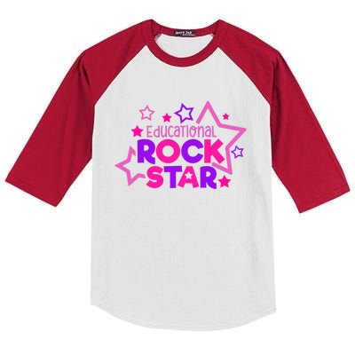 Educational Rockstar Funny Teacher Back To School Joke Quote Cute Gift Kids Colorblock Raglan Jersey