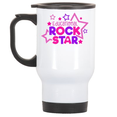 Educational Rockstar Funny Teacher Back To School Joke Quote Cute Gift Stainless Steel Travel Mug