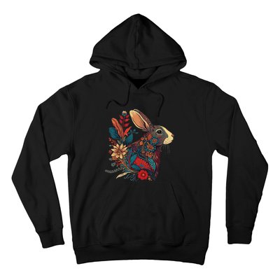 Easter Rabbit Floral Graphic  Hoodie