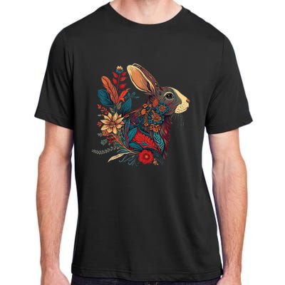 Easter Rabbit Floral Graphic  Adult ChromaSoft Performance T-Shirt