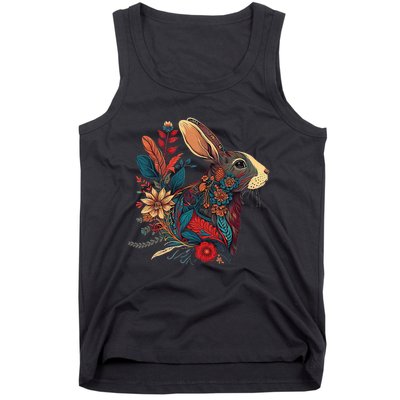 Easter Rabbit Floral Graphic  Tank Top