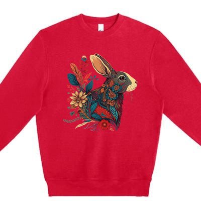 Easter Rabbit Floral Graphic  Premium Crewneck Sweatshirt