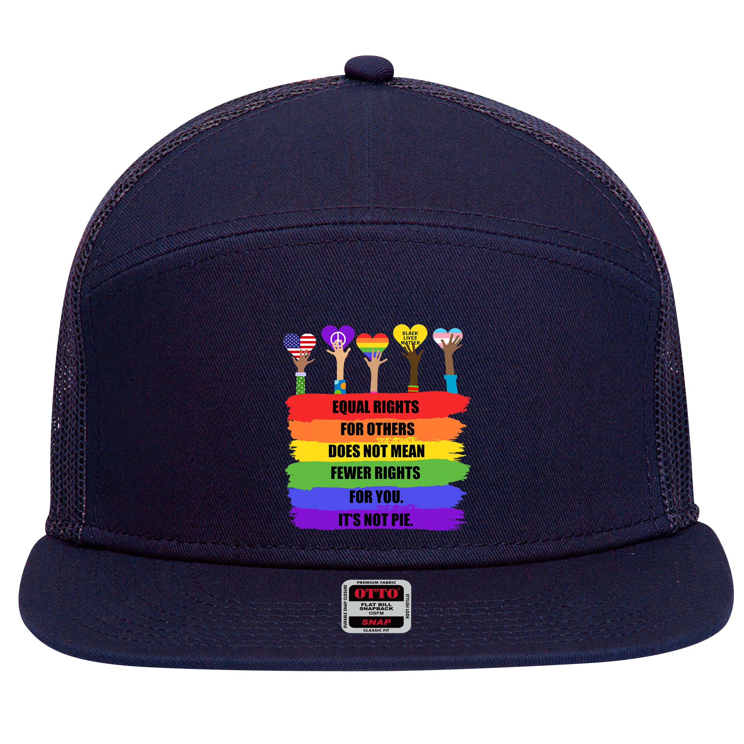 Equal Rights For Others LGBT Pride Month 2022 7 Panel Mesh Trucker Snapback Hat