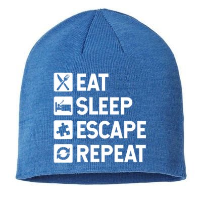 Escape Room Game Eat Sleep Escape Repeat Cute Gift Sustainable Beanie