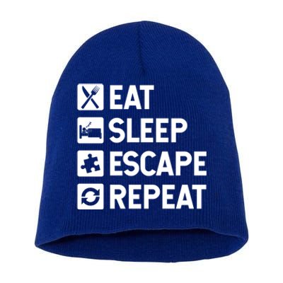 Escape Room Game Eat Sleep Escape Repeat Cute Gift Short Acrylic Beanie