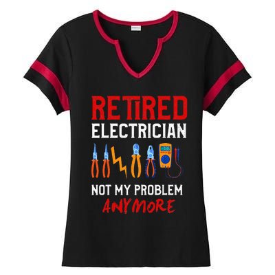 Electrician Retirement Gift Funny Retired Electrician Ladies Halftime Notch Neck Tee