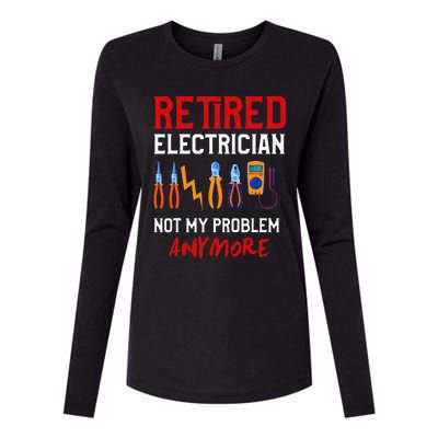 Electrician Retirement Gift Funny Retired Electrician Womens Cotton Relaxed Long Sleeve T-Shirt