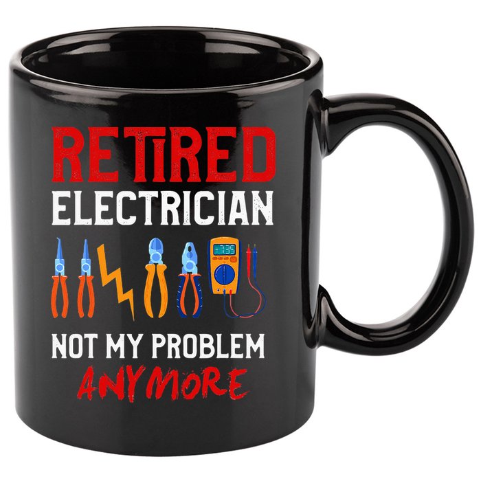 Electrician Retirement Gift Funny Retired Electrician 11oz C Handle Ceramic Mug