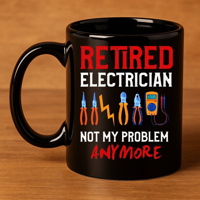 Electrician Retirement Gift Funny Retired Electrician 11oz C Handle Ceramic Mug