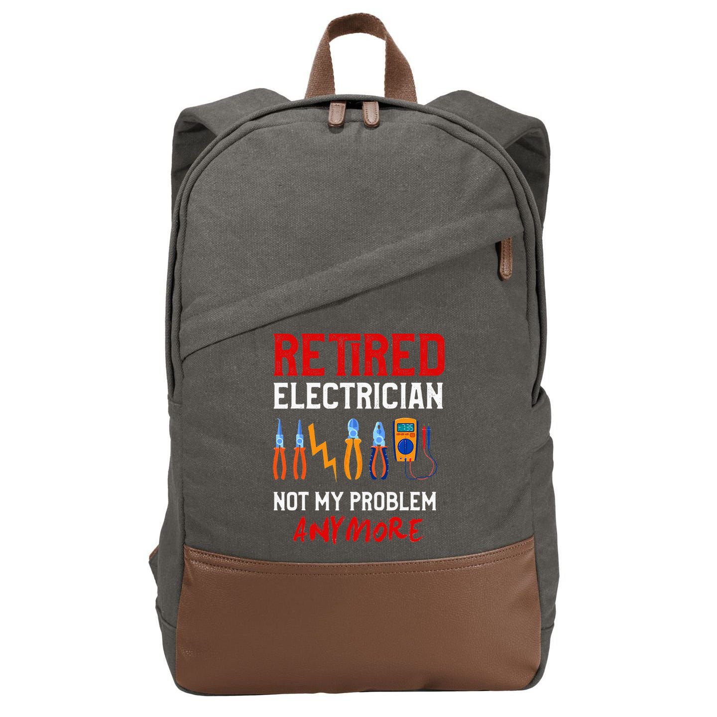 Electrician Retirement Gift Funny Retired Electrician Cotton Canvas Backpack