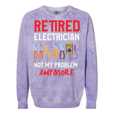 Electrician Retirement Gift Funny Retired Electrician Colorblast Crewneck Sweatshirt