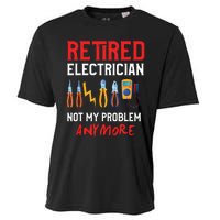 Electrician Retirement Gift Funny Retired Electrician Cooling Performance Crew T-Shirt